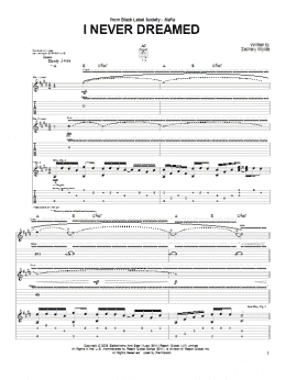 page one of I Never Dreamed (Guitar Tab)