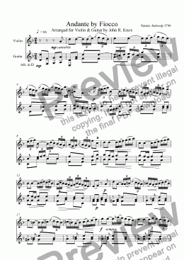 page one of Fiocco Andante for Violin & Guitar