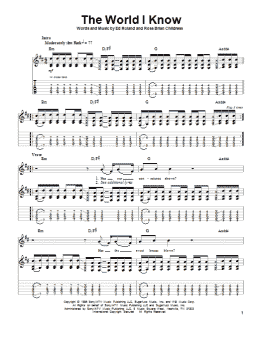 page one of The World I Know (Guitar Tab (Single Guitar))