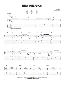 page one of New Religion (Guitar Tab)