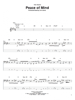 page one of Peace Of Mind (Bass Guitar Tab)