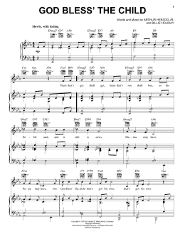 page one of God Bless' The Child (Piano, Vocal & Guitar Chords (Right-Hand Melody))