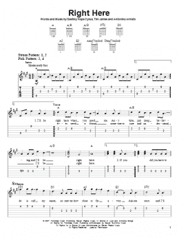 page one of Right Here (Easy Guitar Tab)