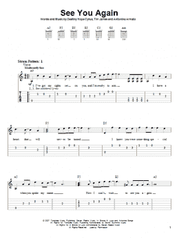 page one of See You Again (Easy Guitar Tab)