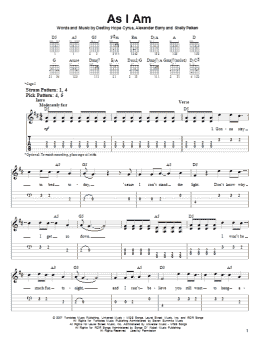 page one of As I Am (Easy Guitar Tab)