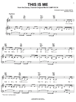 page one of This Is Me (from Camp Rock) (Piano, Vocal & Guitar Chords (Right-Hand Melody))