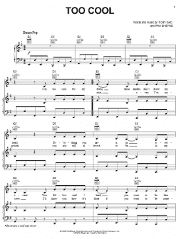 page one of Too Cool (Piano, Vocal & Guitar Chords (Right-Hand Melody))