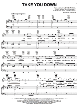 page one of Take You Down (Piano, Vocal & Guitar Chords (Right-Hand Melody))