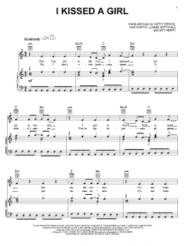 page one of I Kissed A Girl (Piano, Vocal & Guitar Chords (Right-Hand Melody))