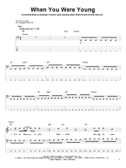 page one of When You Were Young (Bass Guitar Tab)