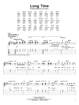 page one of Long Time (Easy Guitar Tab)