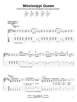 page one of Mississippi Queen (Easy Guitar Tab)