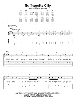 page one of Suffragette City (Easy Guitar Tab)