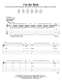 page one of I'm So Sick (Easy Guitar Tab)
