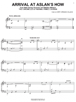 page one of Arrival At Aslan's How (Piano Solo)