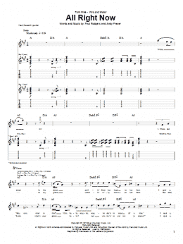 page one of All Right Now (Guitar Tab)