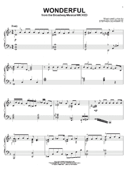 page one of Wonderful (from Wicked) (Piano Solo)
