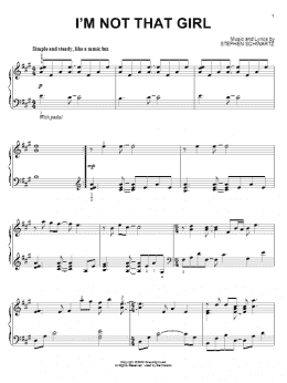 page one of I'm Not That Girl (from Wicked) (Piano Solo)