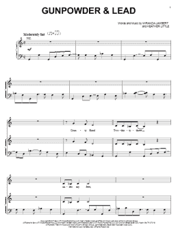 page one of Gunpowder & Lead (Piano, Vocal & Guitar Chords (Right-Hand Melody))