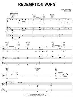 page one of Redemption Song (Piano, Vocal & Guitar Chords (Right-Hand Melody))