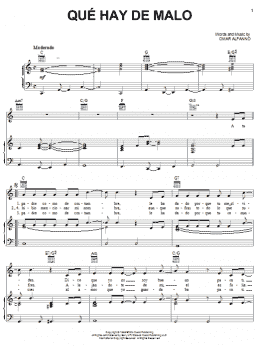 page one of Que Hay De Malo (Piano, Vocal & Guitar Chords (Right-Hand Melody))