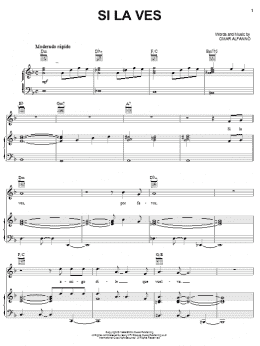 page one of Si La Ves (Piano, Vocal & Guitar Chords (Right-Hand Melody))