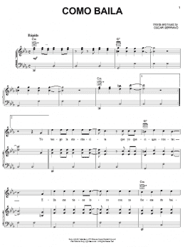 page one of Como Baila (Piano, Vocal & Guitar Chords (Right-Hand Melody))
