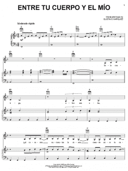 page one of Entre Tu Cuerpo Y El Mio (Piano, Vocal & Guitar Chords (Right-Hand Melody))