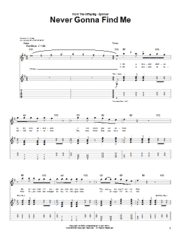 page one of Never Gonna Find Me (Guitar Tab)
