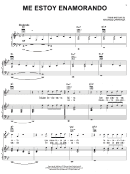 page one of Me Estoy Enamorando (Piano, Vocal & Guitar Chords (Right-Hand Melody))