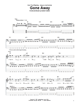 page one of Gone Away (Bass Guitar Tab)