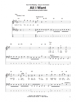 page one of All I Want (Bass Guitar Tab)