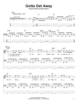page one of Gotta Get Away (Bass Guitar Tab)