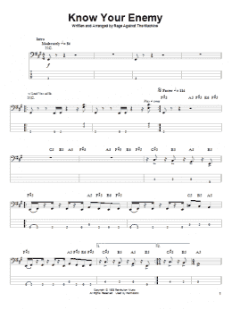 page one of Know Your Enemy (Bass Guitar Tab)