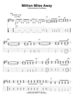 page one of Million Miles Away (Guitar Tab (Single Guitar))