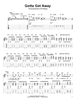 page one of Gotta Get Away (Guitar Tab (Single Guitar))
