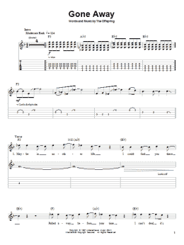 page one of Gone Away (Guitar Tab (Single Guitar))