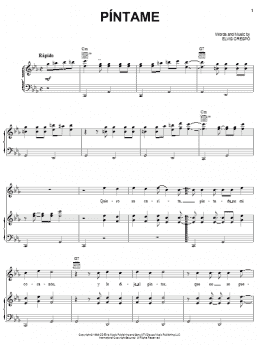 page one of Pintame (Piano, Vocal & Guitar Chords (Right-Hand Melody))