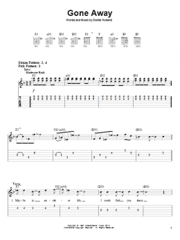page one of Gone Away (Easy Guitar Tab)