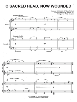 page one of O Sacred Head, Now Wounded (arr. Phillip Keveren) (Piano Duet)