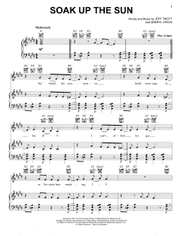 page one of Soak Up The Sun (Piano, Vocal & Guitar Chords (Right-Hand Melody))