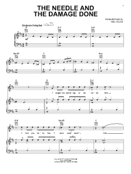 page one of The Needle And The Damage Done (Piano, Vocal & Guitar Chords (Right-Hand Melody))