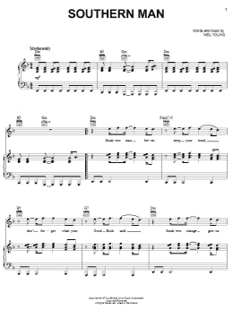 page one of Southern Man (Piano, Vocal & Guitar Chords (Right-Hand Melody))