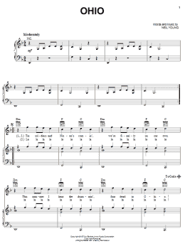 page one of Ohio (Piano, Vocal & Guitar Chords (Right-Hand Melody))