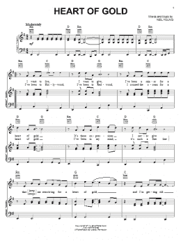page one of Heart Of Gold (Piano, Vocal & Guitar Chords (Right-Hand Melody))