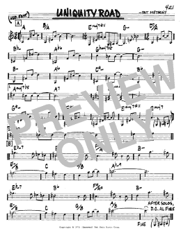 page one of Uniquity Road (Real Book – Melody & Chords – C Instruments)