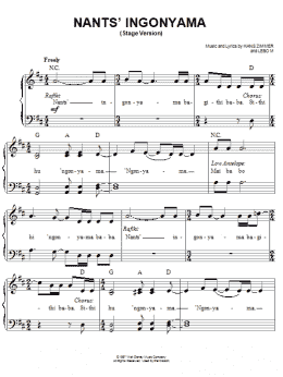 page one of Nants' Ingonyama (Stage Version) (from The Lion King: Broadway Musical) (Easy Piano)