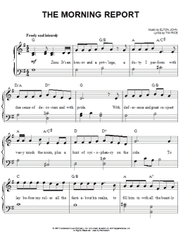 page one of The Morning Report (from The Lion King: Broadway Musical) (Easy Piano)