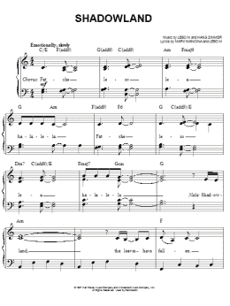 page one of Shadowland (from The Lion King: Broadway Musical) (Easy Piano)