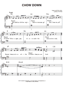 page one of Chow Down (from The Lion King: Broadway Musical) (Easy Piano)